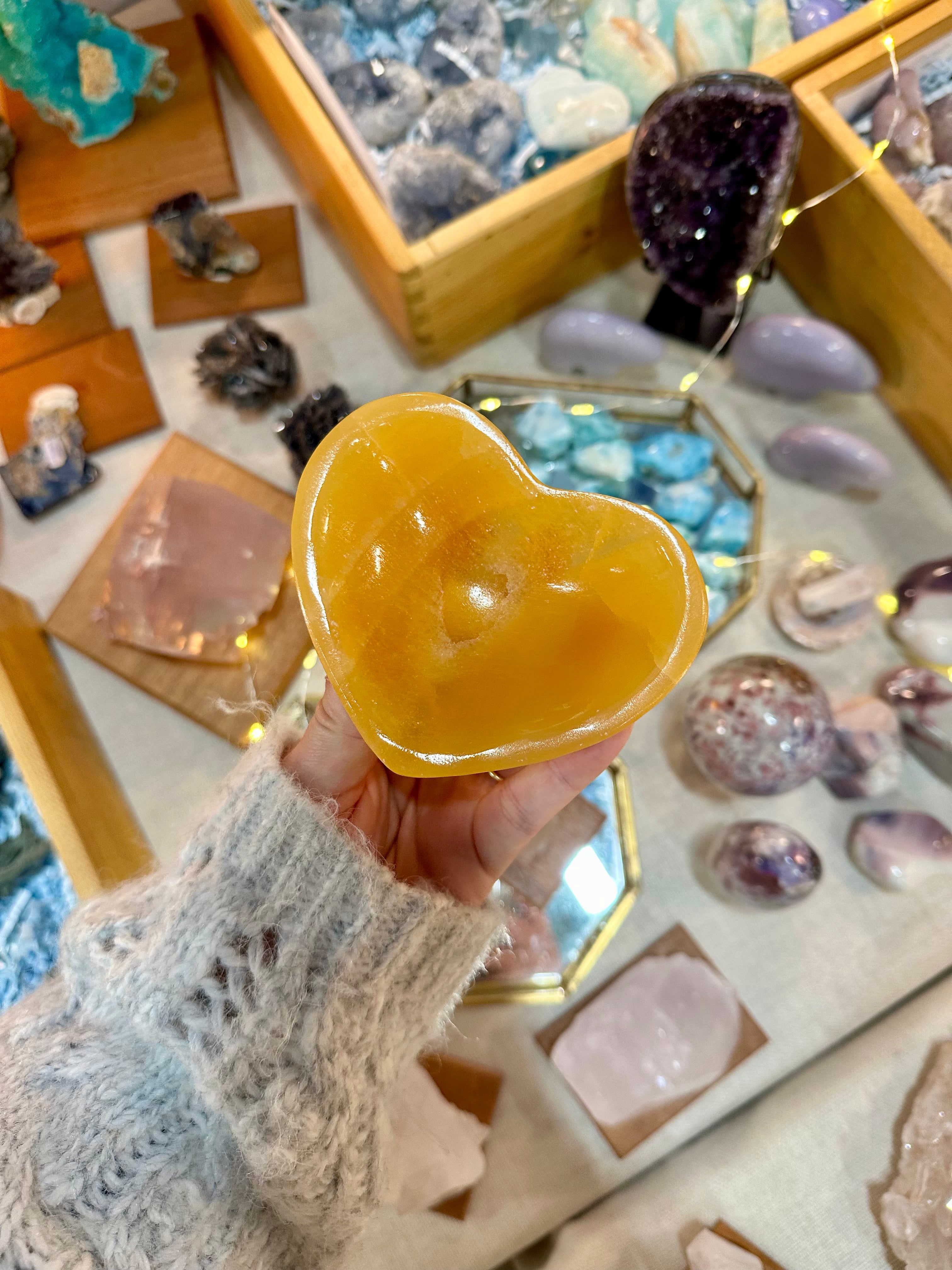 Orange Calcite Heart Bowl