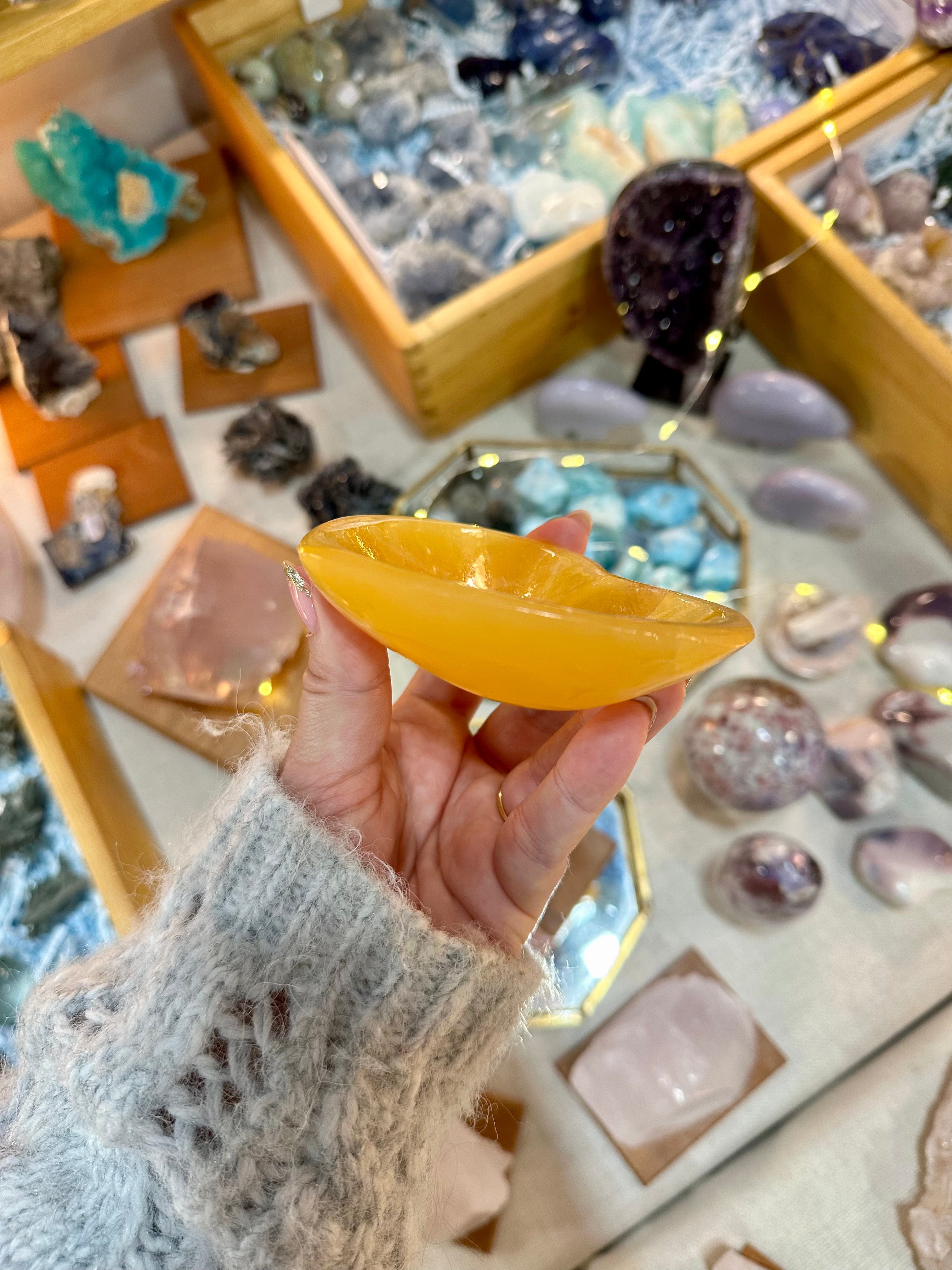 Orange Calcite Heart Bowl