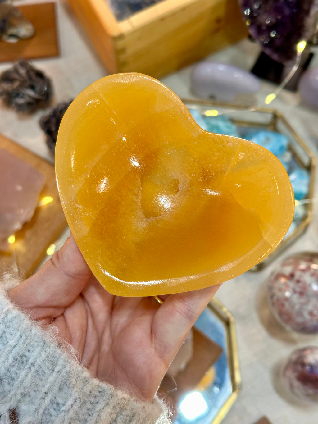 Orange Calcite Heart Bowl