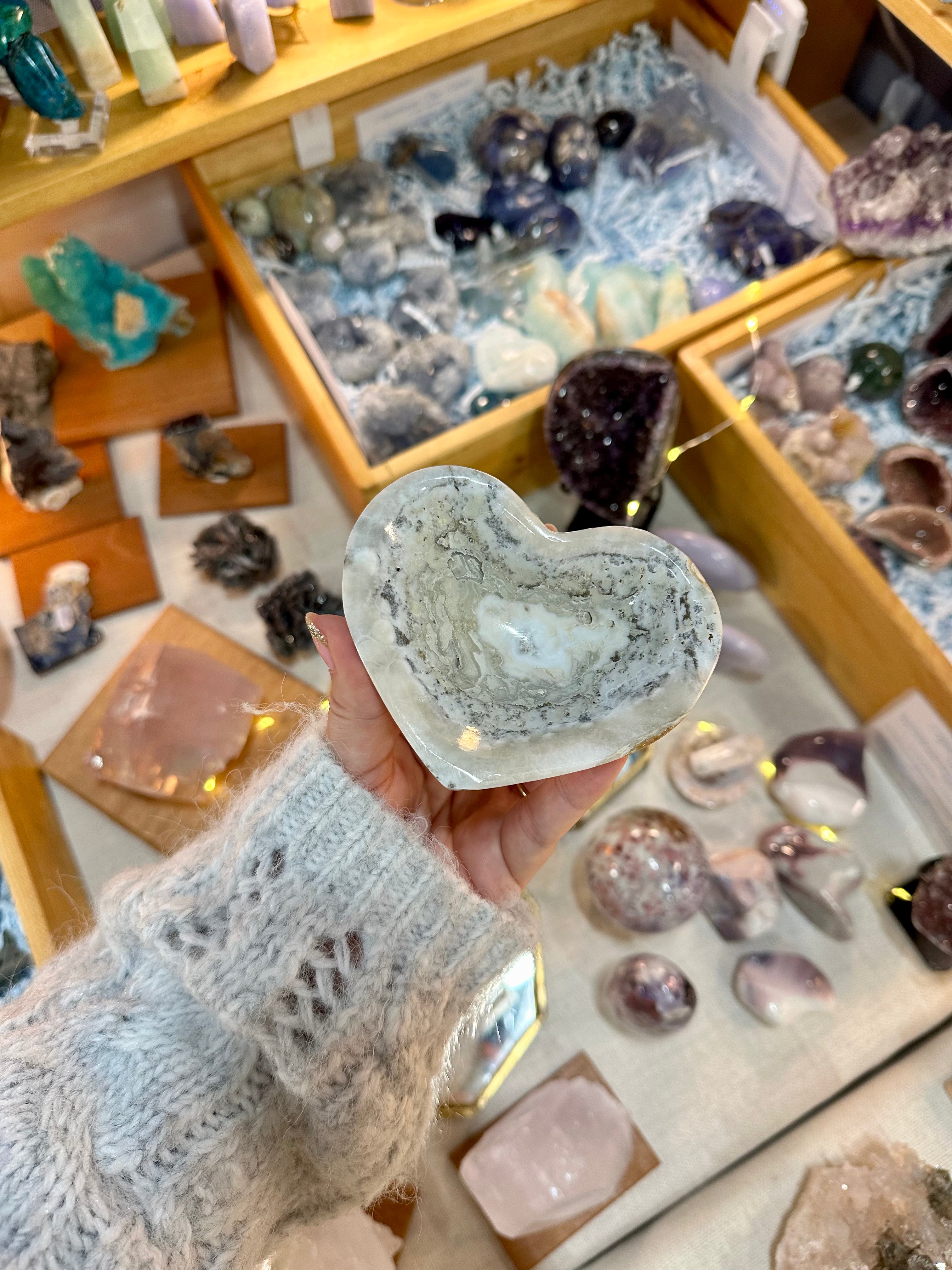 Zebra Calcite Heart Bowl