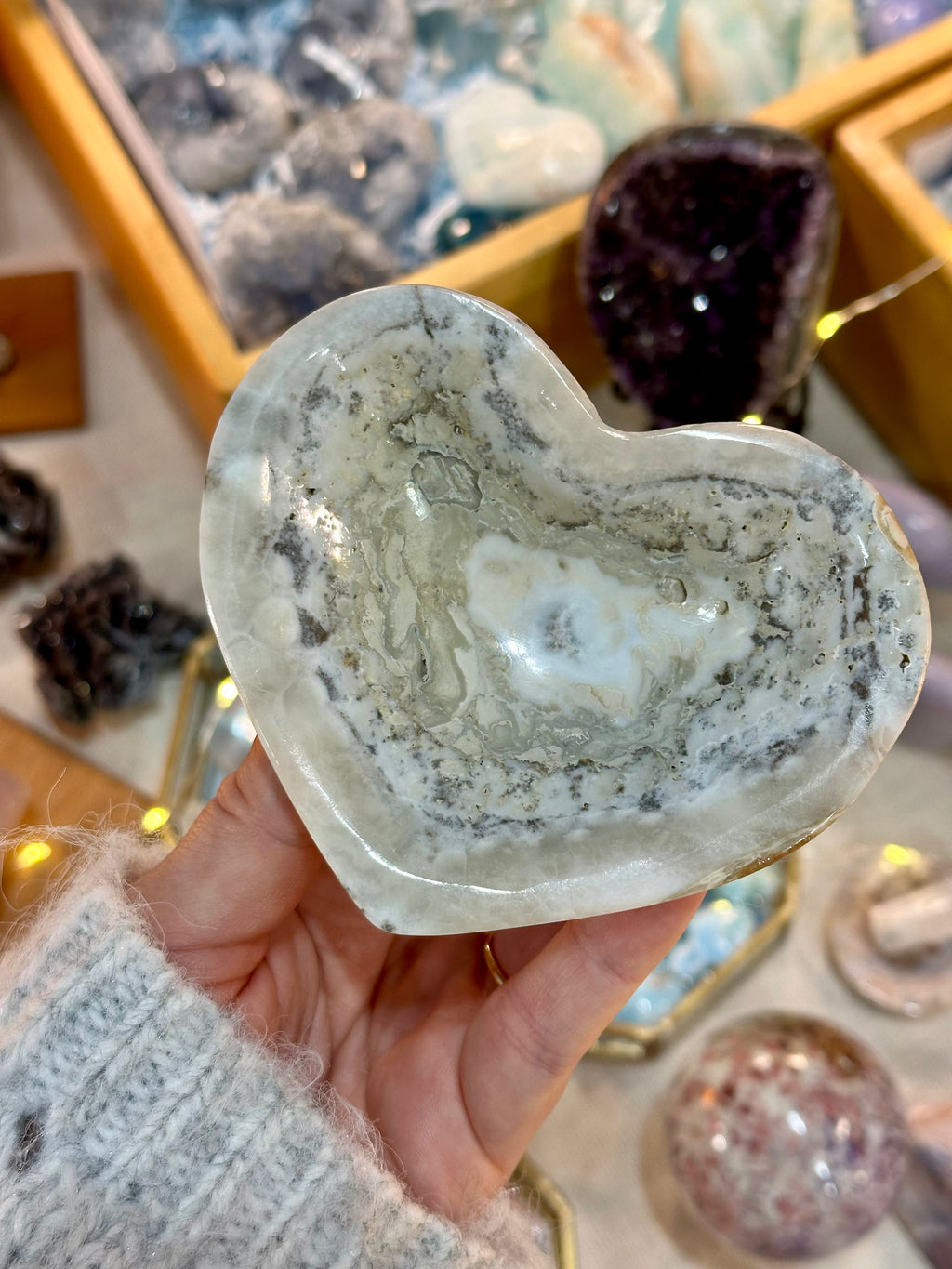 Zebra Calcite Heart Bowl