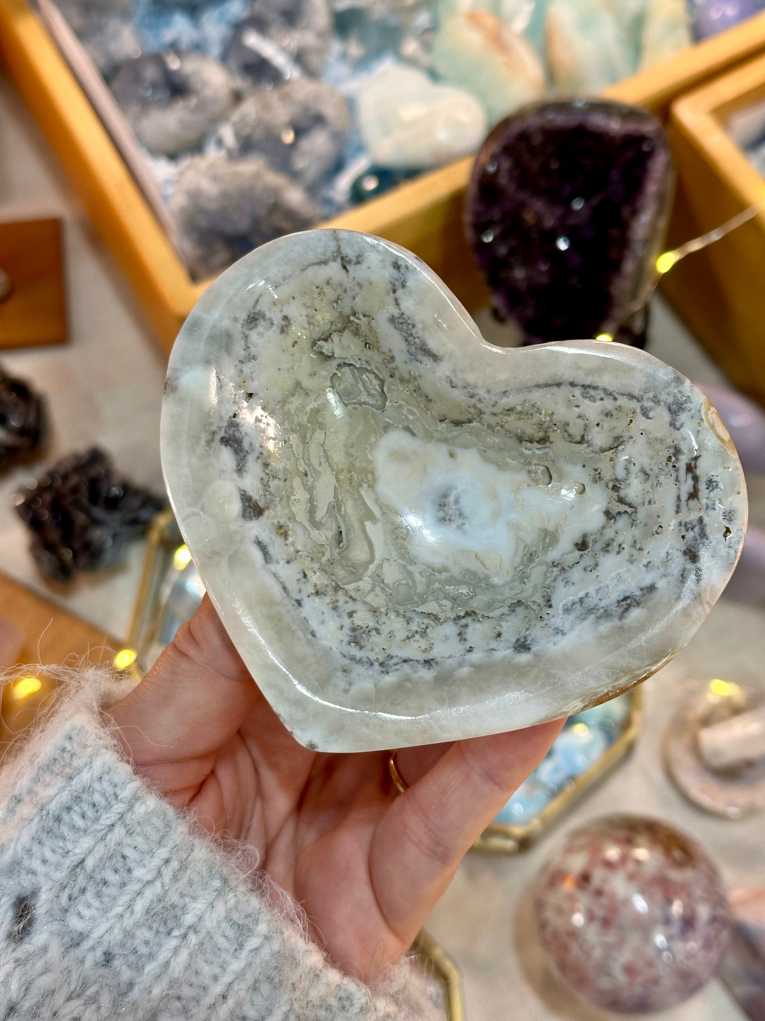 Zebra Calcite Heart Bowl