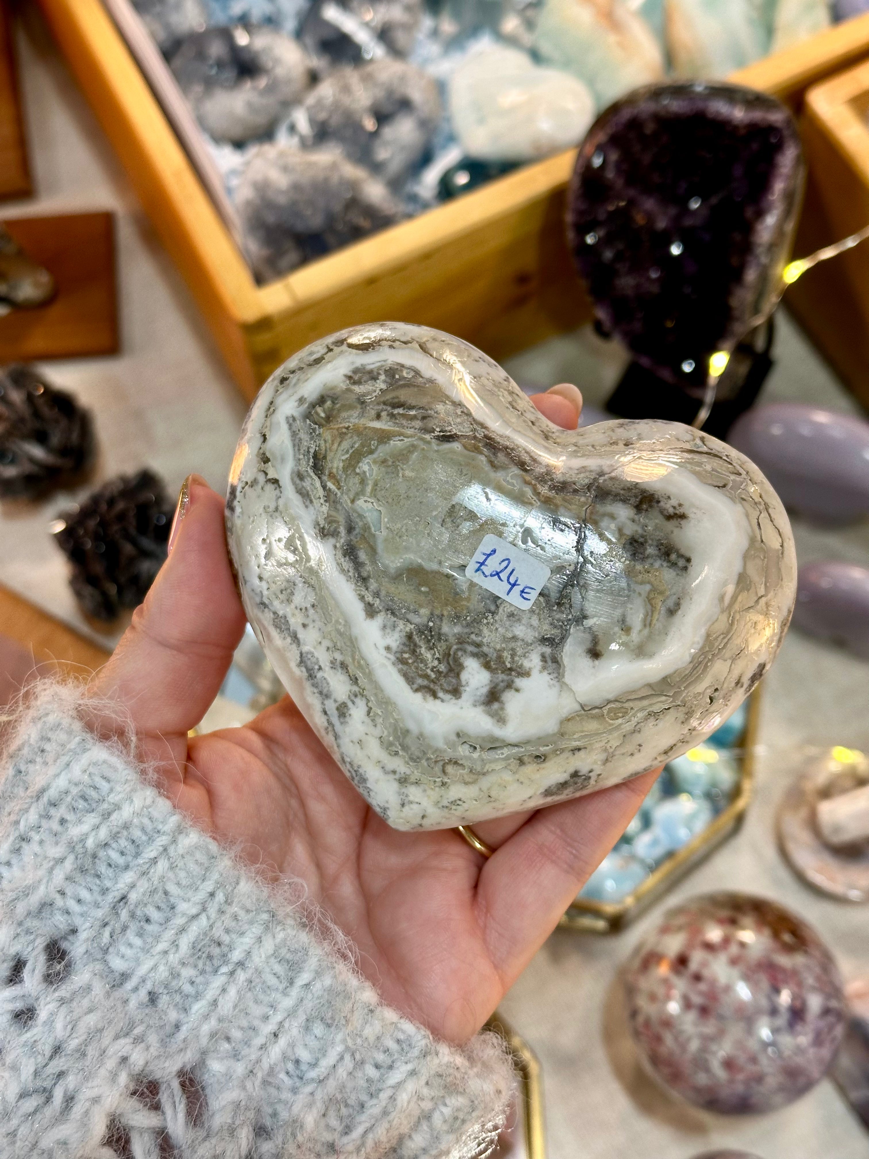 Zebra Calcite Heart Bowl
