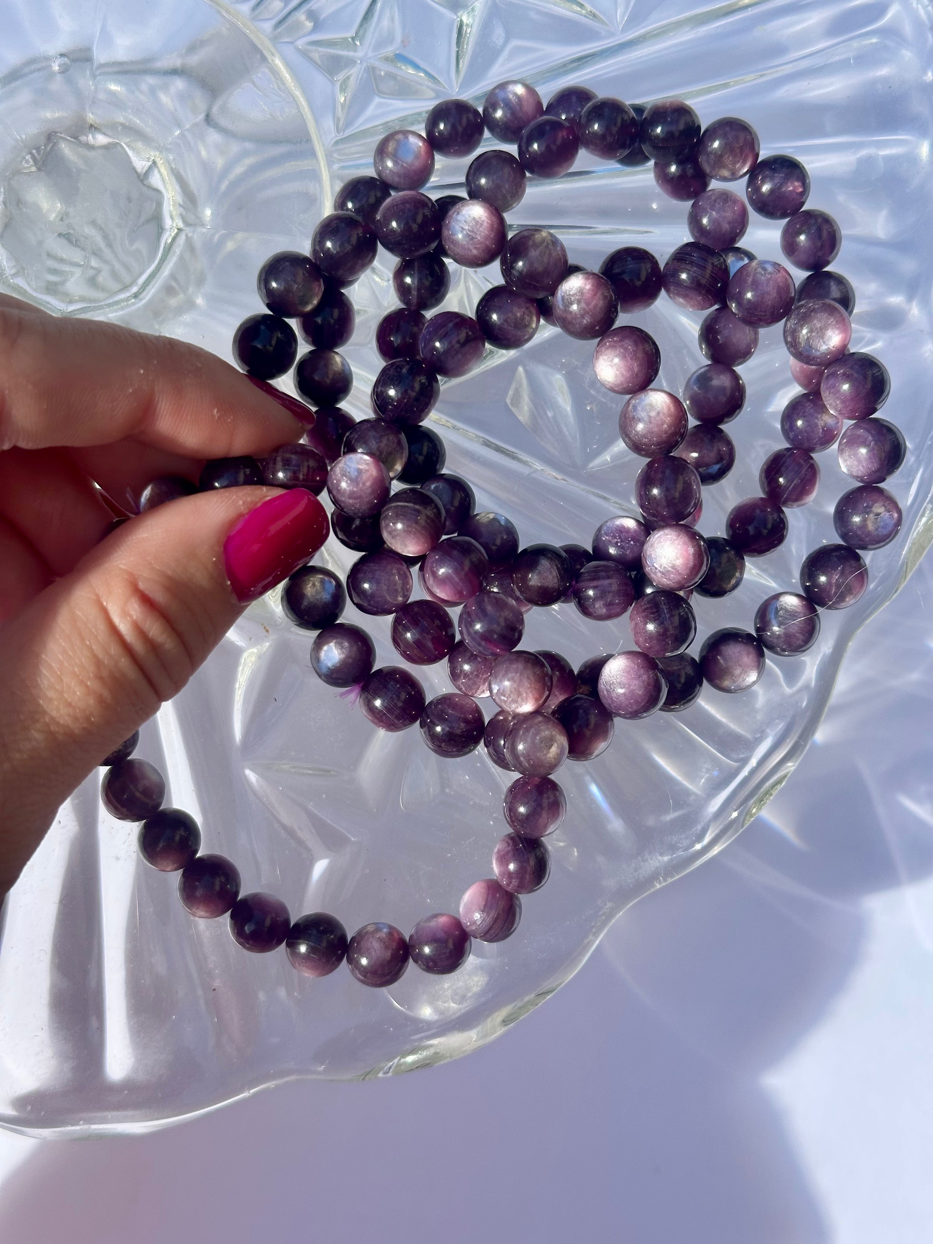 Gem Lepidolite Beaded Bracelets