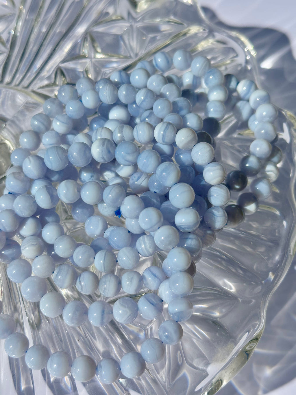 Blue Lace Agate Beaded Bracelet