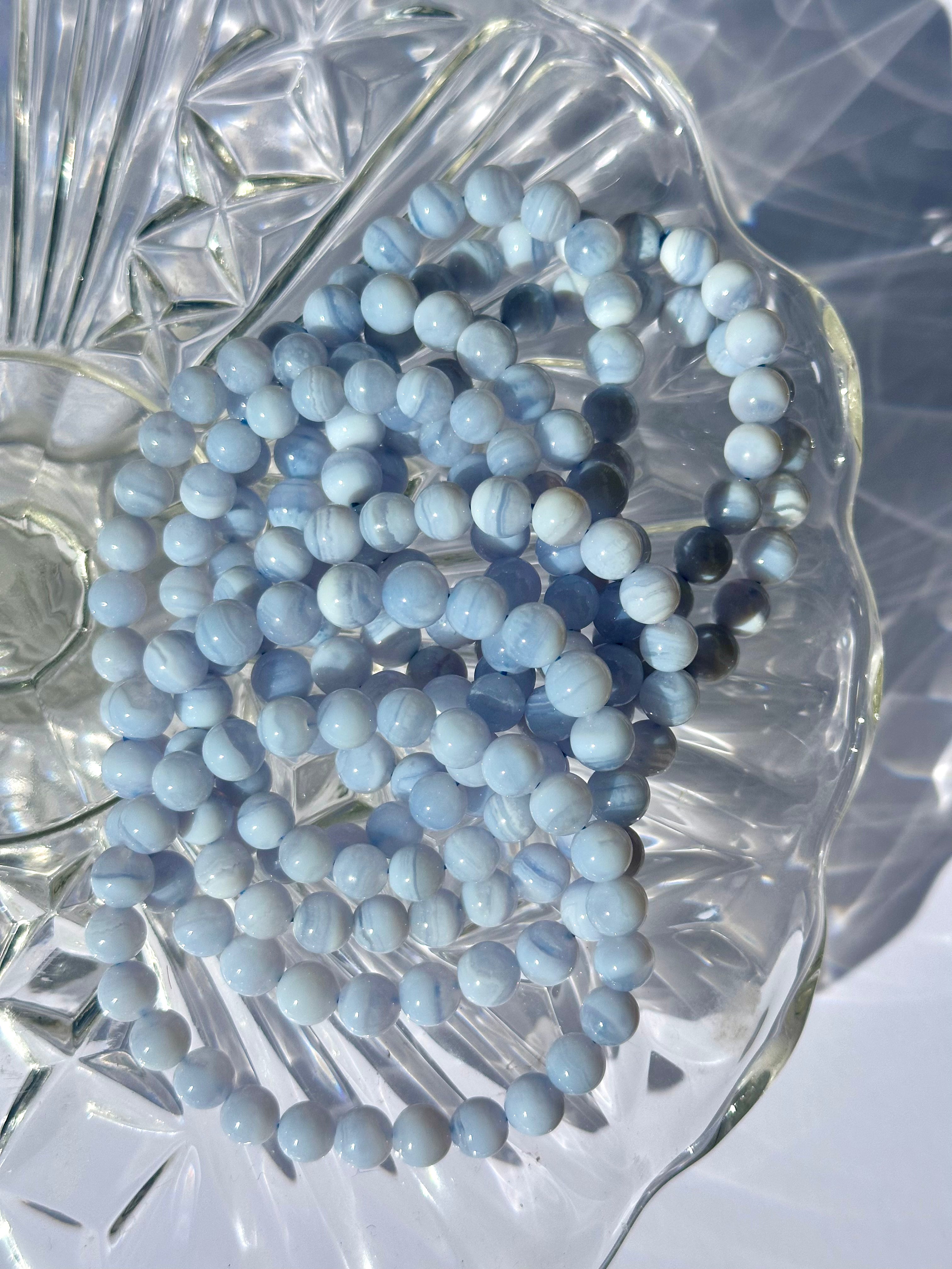 Blue Lace Agate Beaded Bracelet