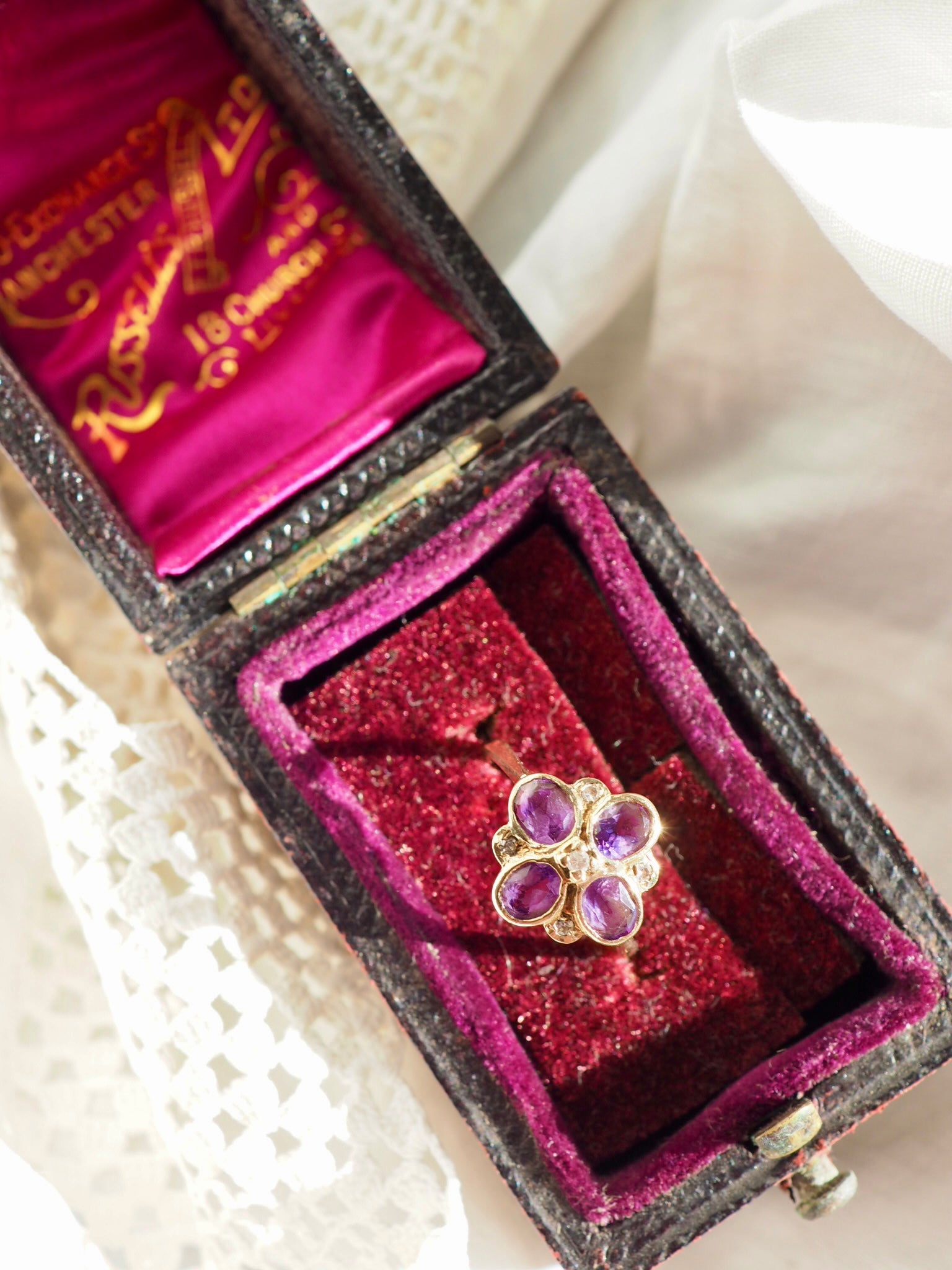 9ct Gold Amethyst & Diamond Ring