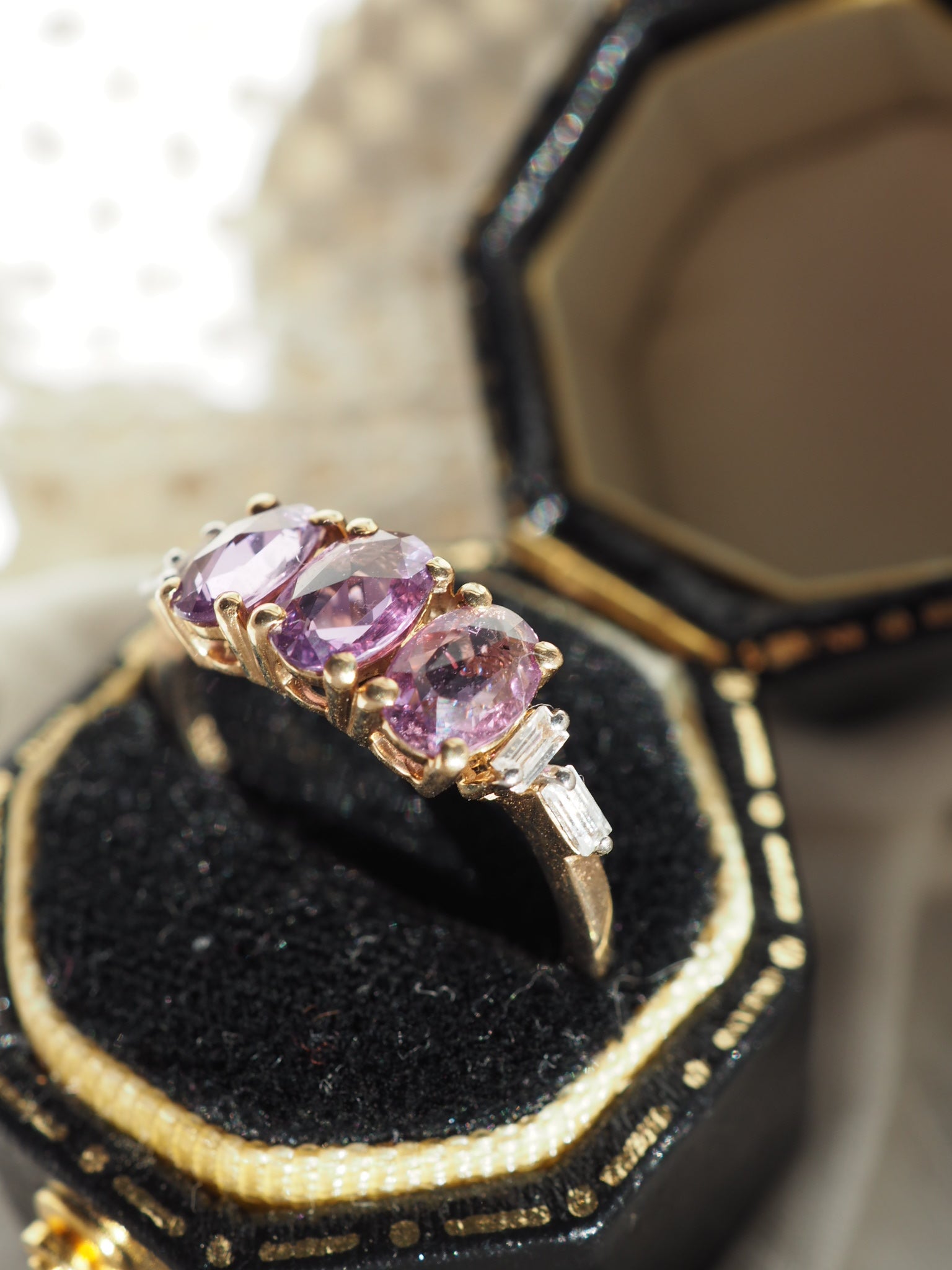 9ct Gold Pink Sapphire & Topaz Ring