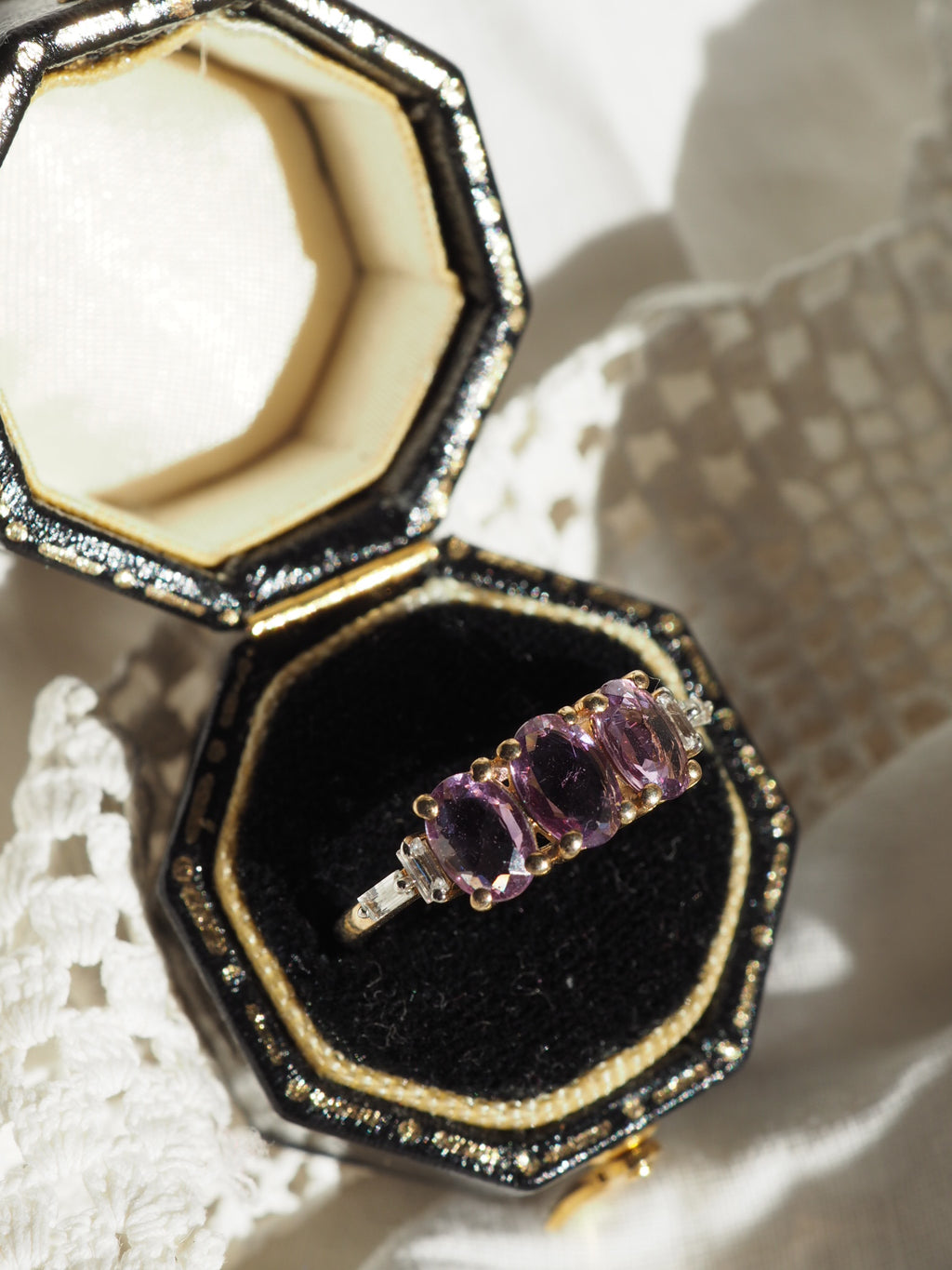 9ct Gold Pink Sapphire & Topaz Ring