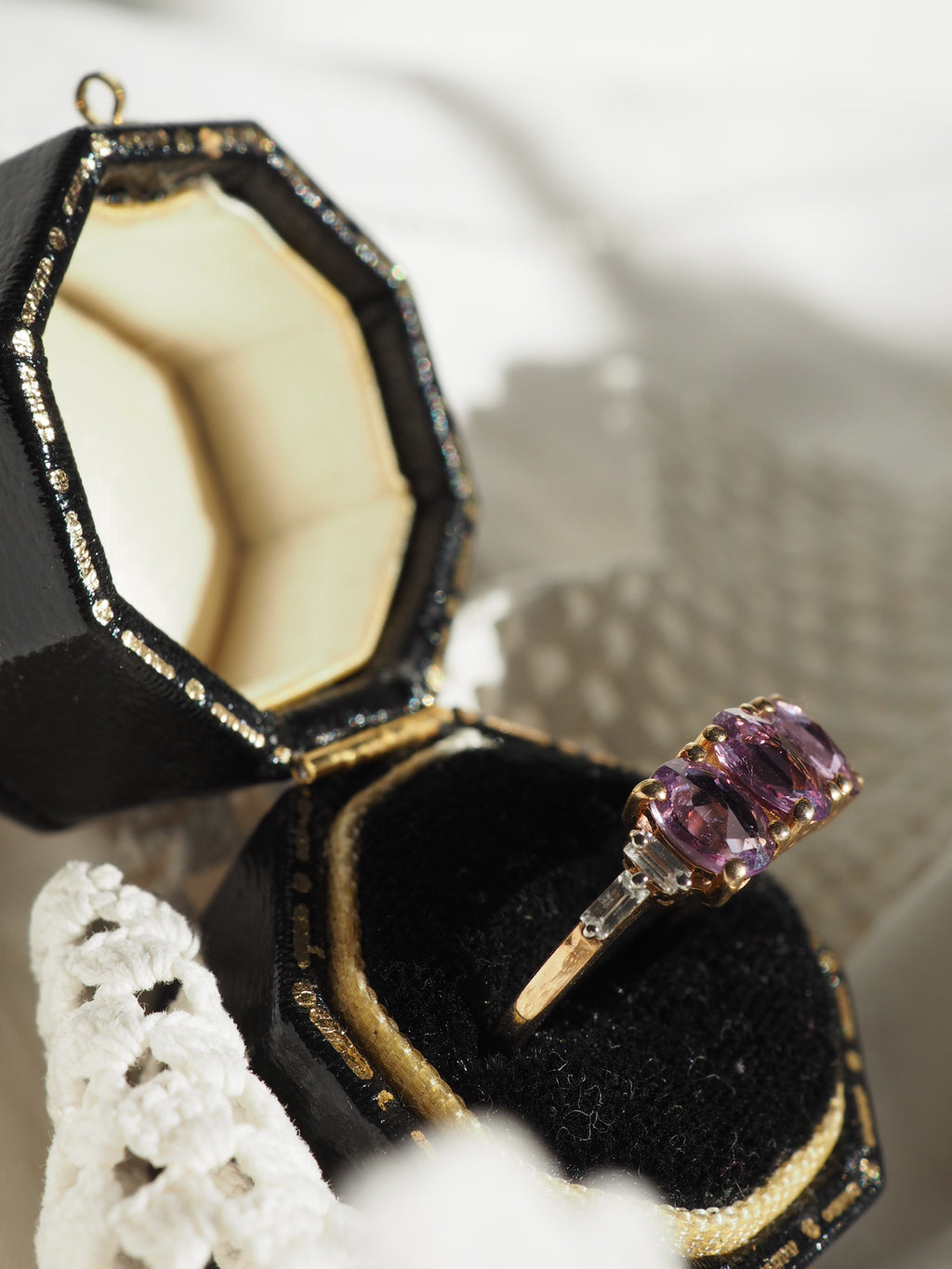 9ct Gold Pink Sapphire & Topaz Ring