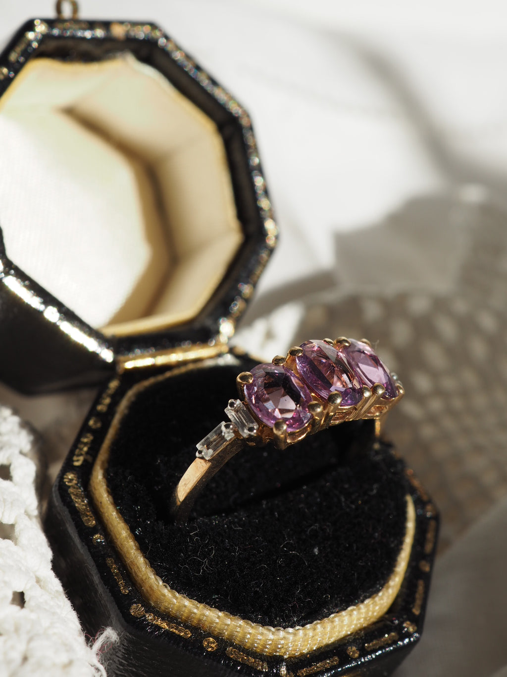 9ct Gold Pink Sapphire & Topaz Ring