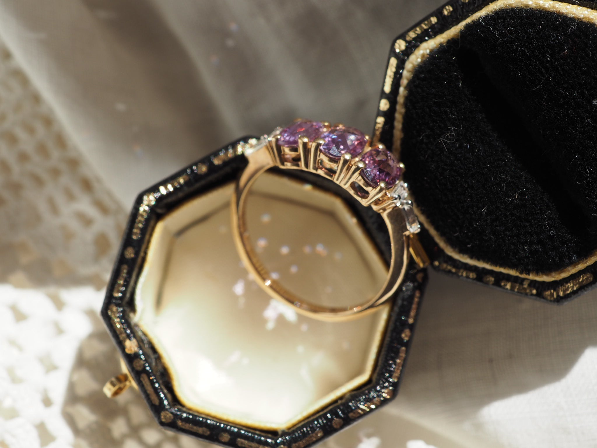 9ct Gold Pink Sapphire & Topaz Ring