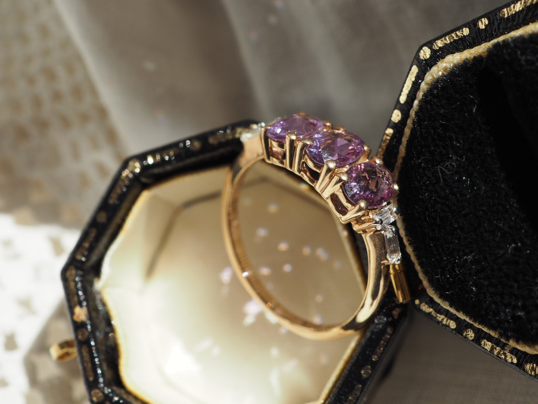 9ct Gold Pink Sapphire & Topaz Ring