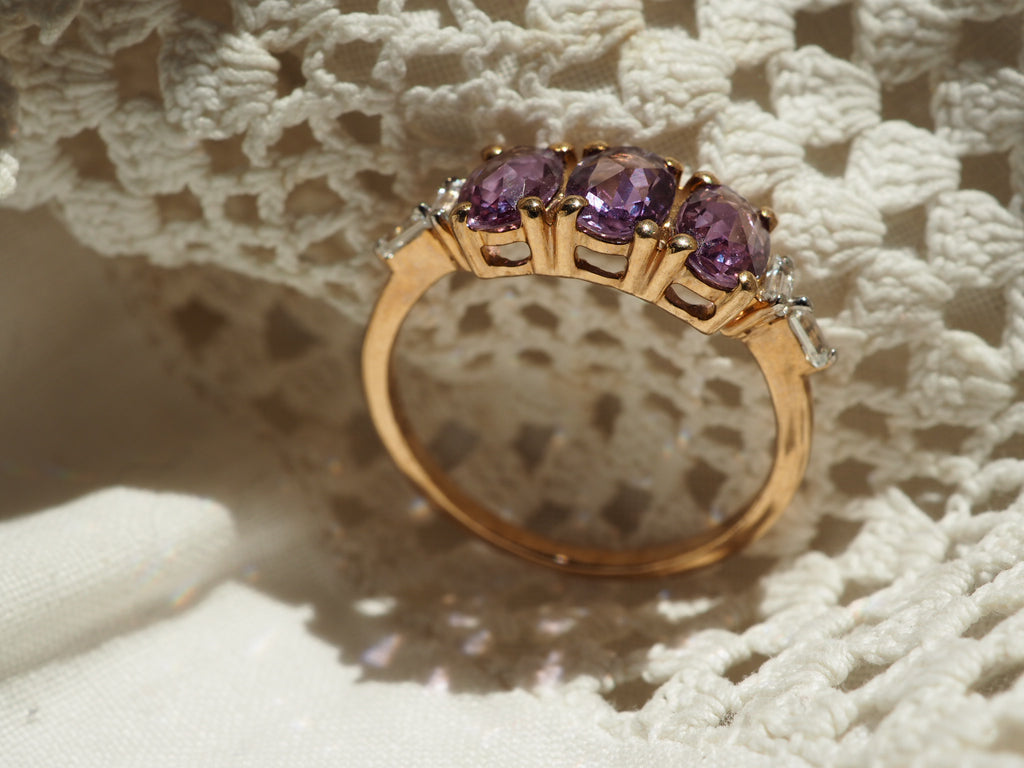 9ct Gold Pink Sapphire & Topaz Ring