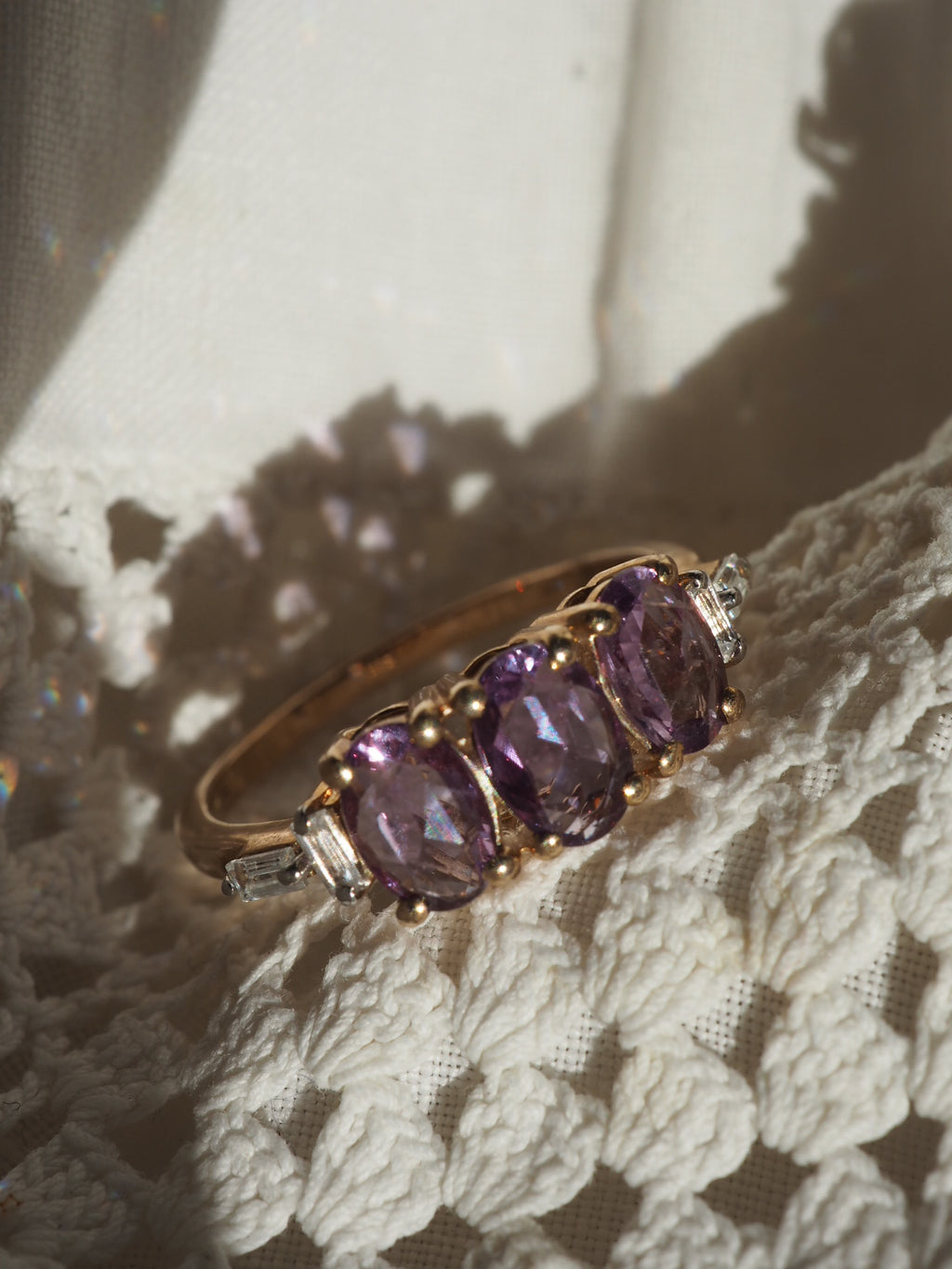 9ct Gold Pink Sapphire & Topaz Ring
