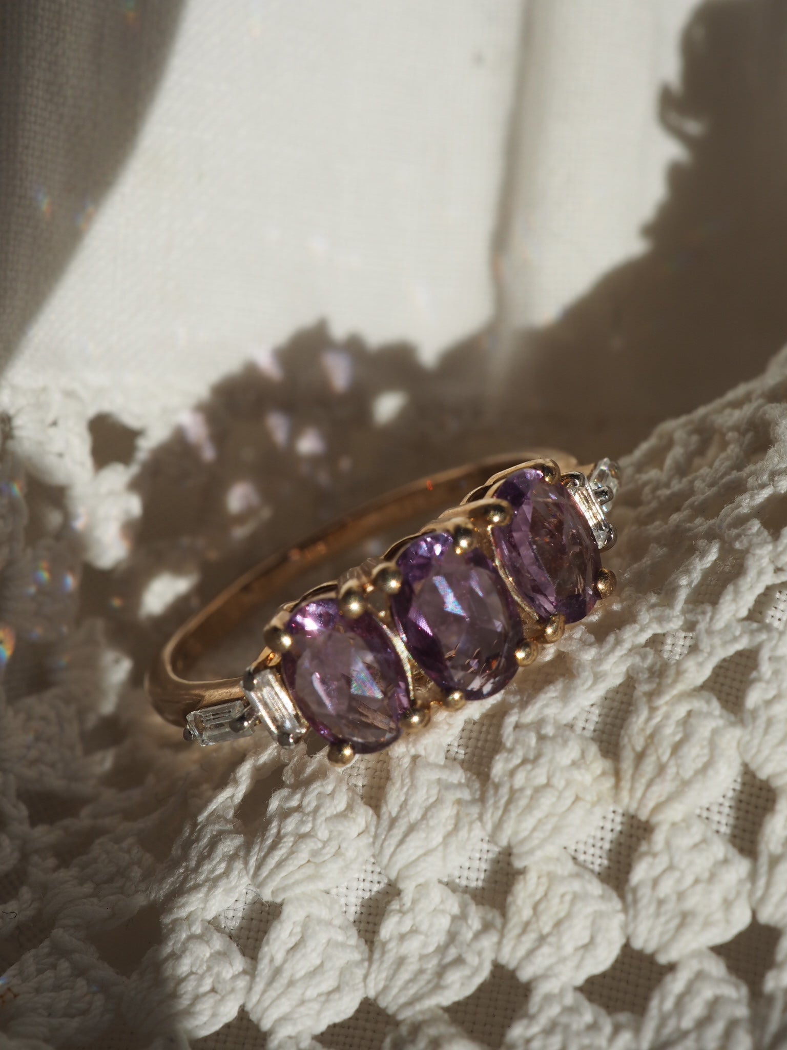 9ct Gold Pink Sapphire & Topaz Ring