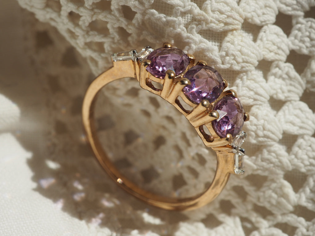 9ct Gold Pink Sapphire & Topaz Ring