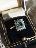 9ct Gold Plated Aquamarine & Quartz Ring