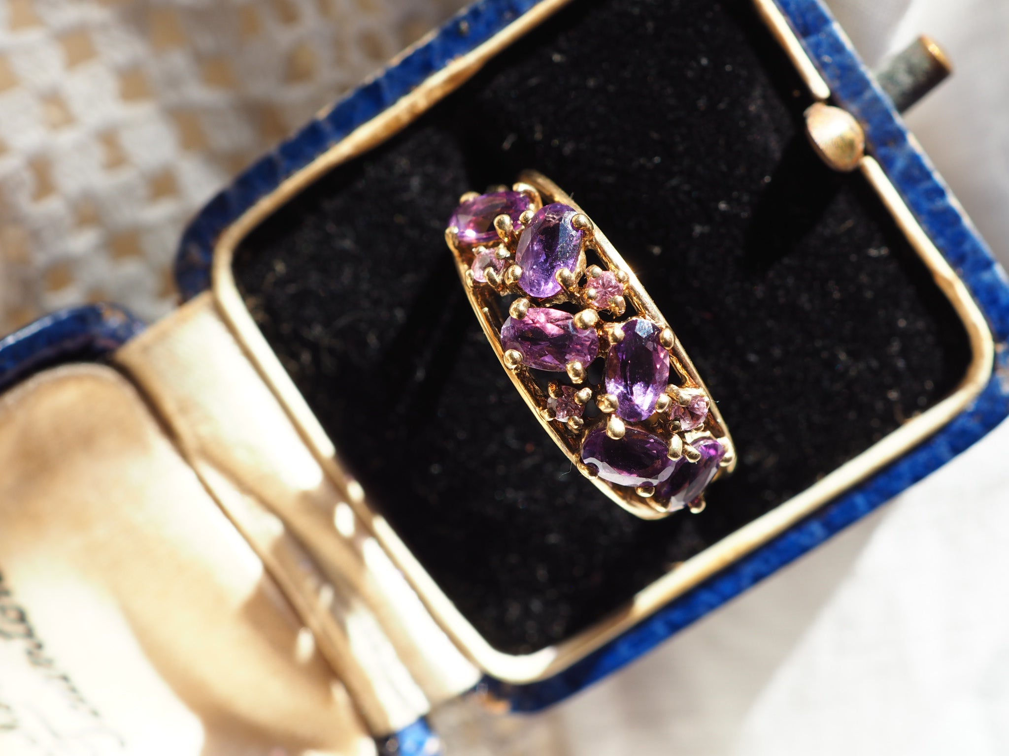 9ct Gold Amethyst & Pink Sapphire Ring