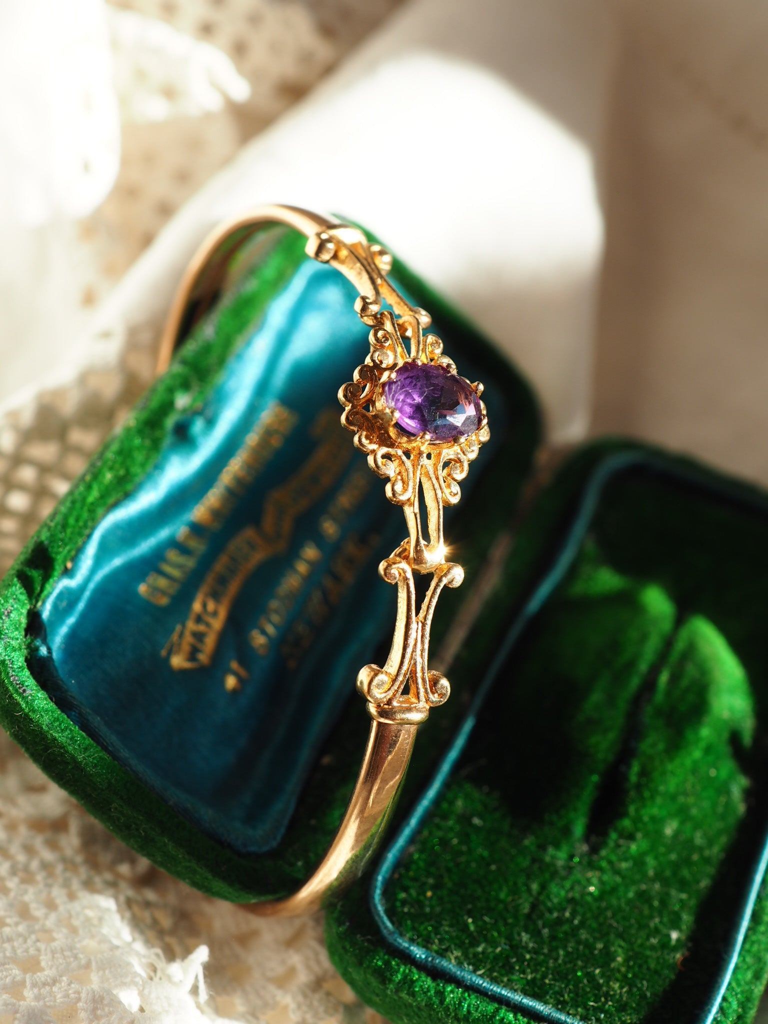 9ct Gold Amethyst Set Bangle
