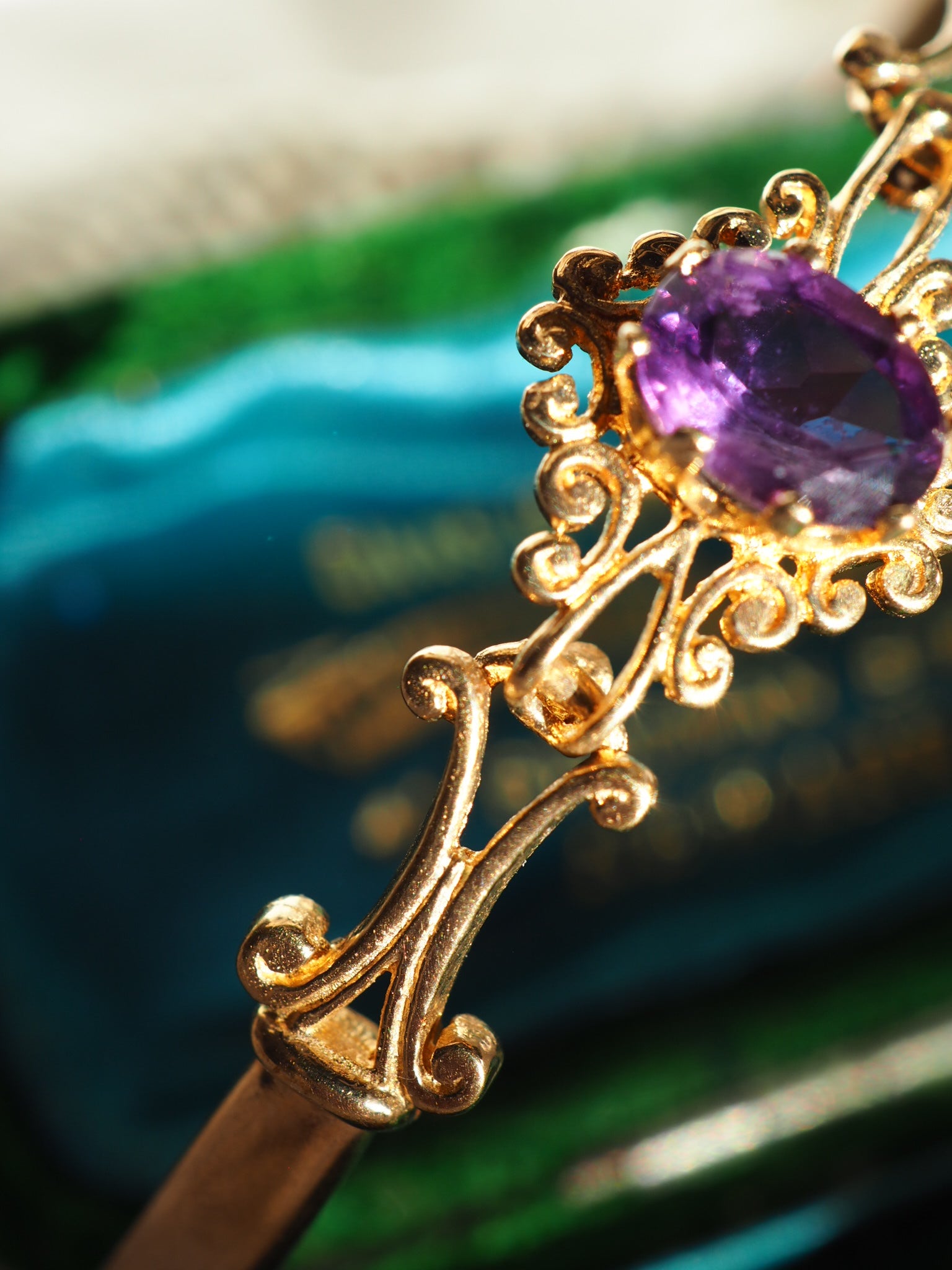 9ct Gold Amethyst Set Bangle
