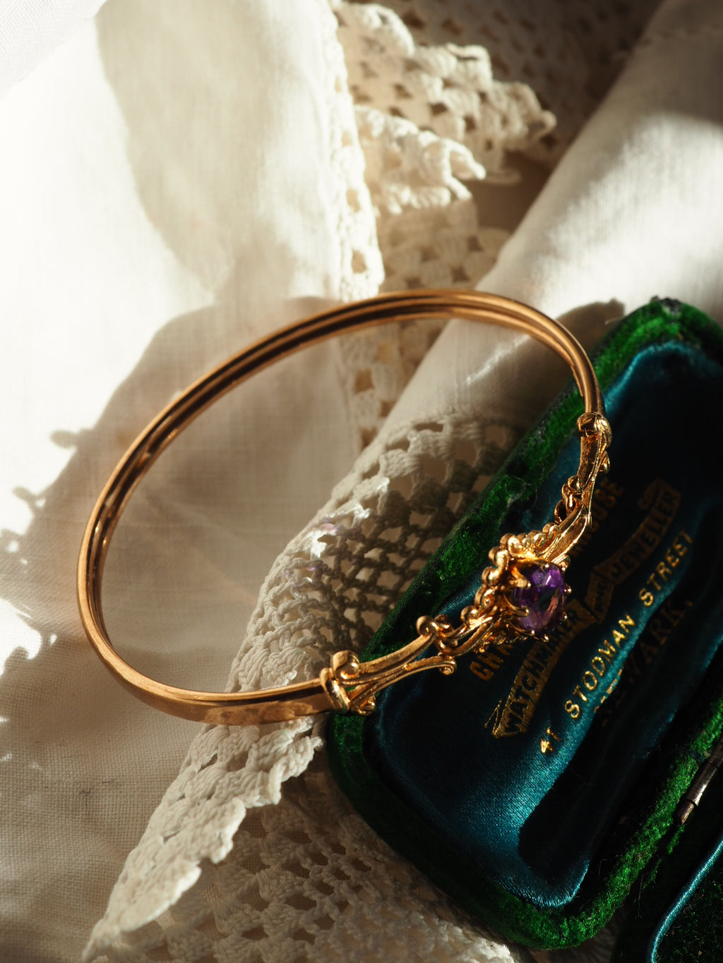 9ct Gold Amethyst Set Bangle