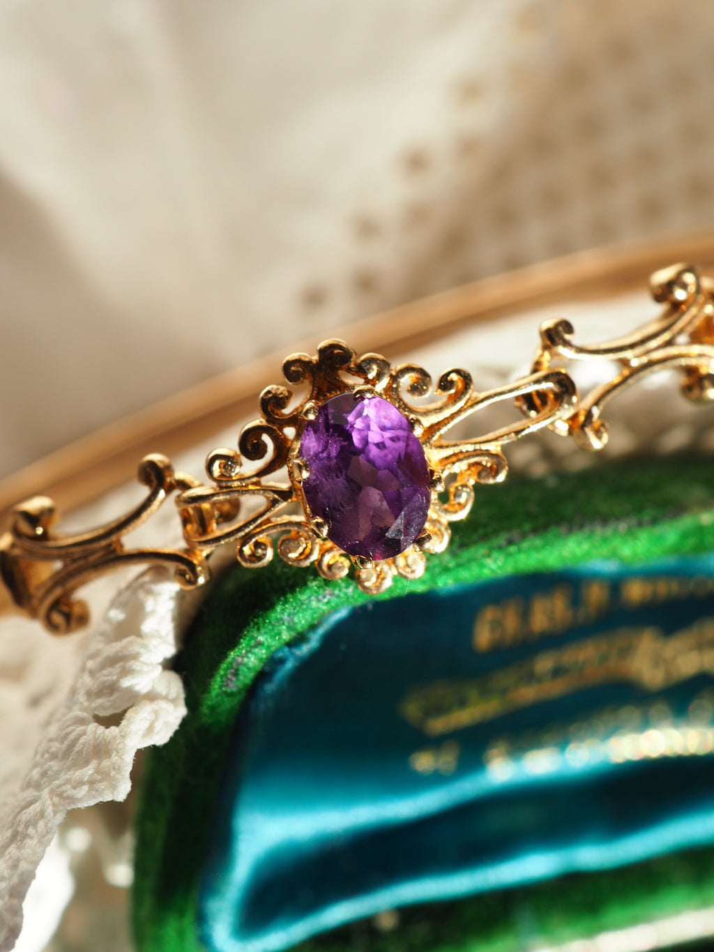 9ct Gold Amethyst Set Bangle