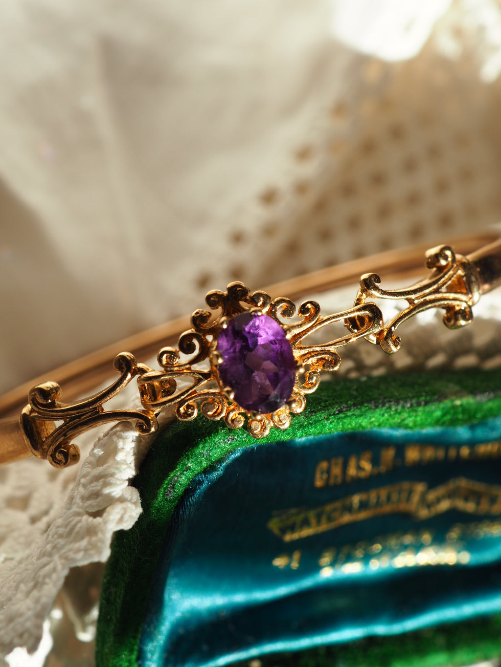 9ct Gold Amethyst Set Bangle
